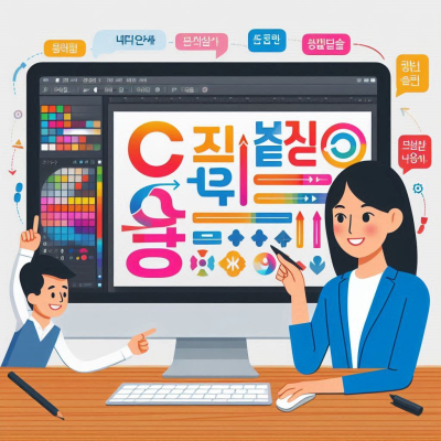 손으로 화면에서 다양한 색상 아이콘을 선택하는 모습