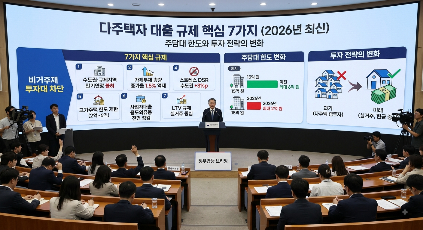 다주택자 대출 규제 핵심 7가지, 주담대 한도와 투자 전략은 어떻게 달라졌을까?(2026년 최신)