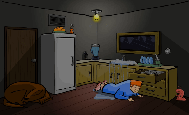 바닥에-흘러내린-거품물을-밟고-넘어지는-화면