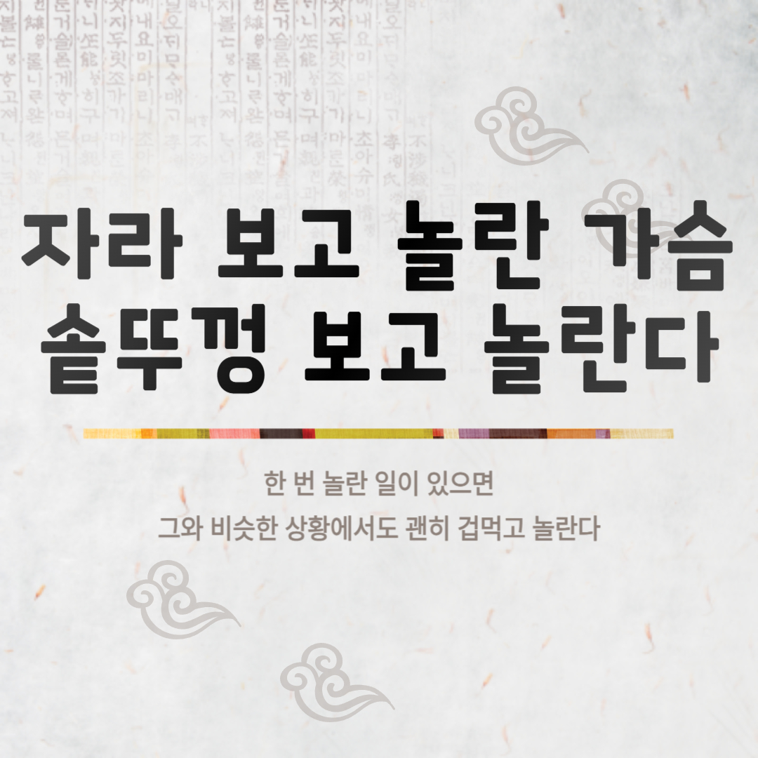 자라 보고 놀란 가슴 솥뚜껑 보고 놀란다