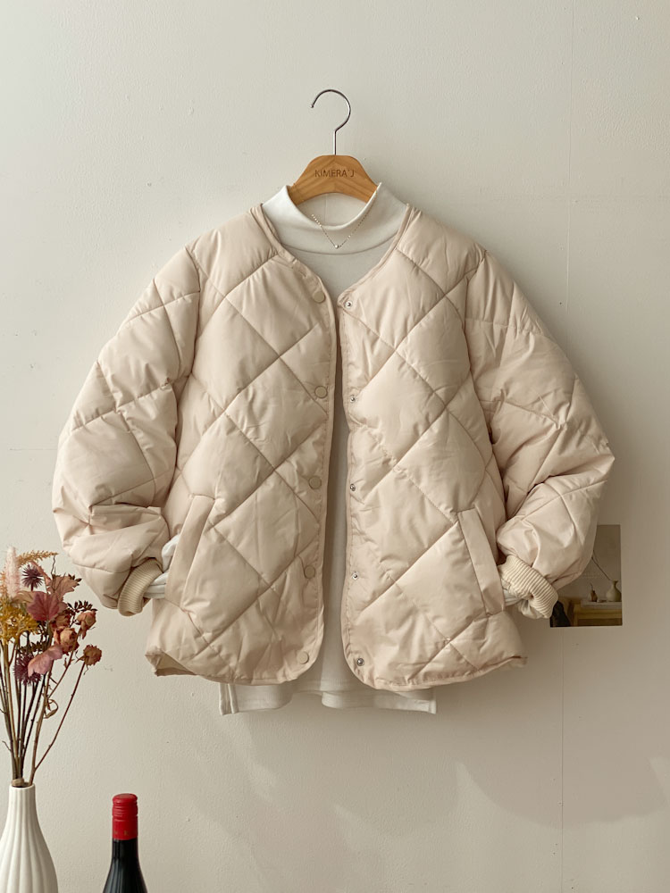 베이직퀼팅 단추 누빔 패딩 자켓
