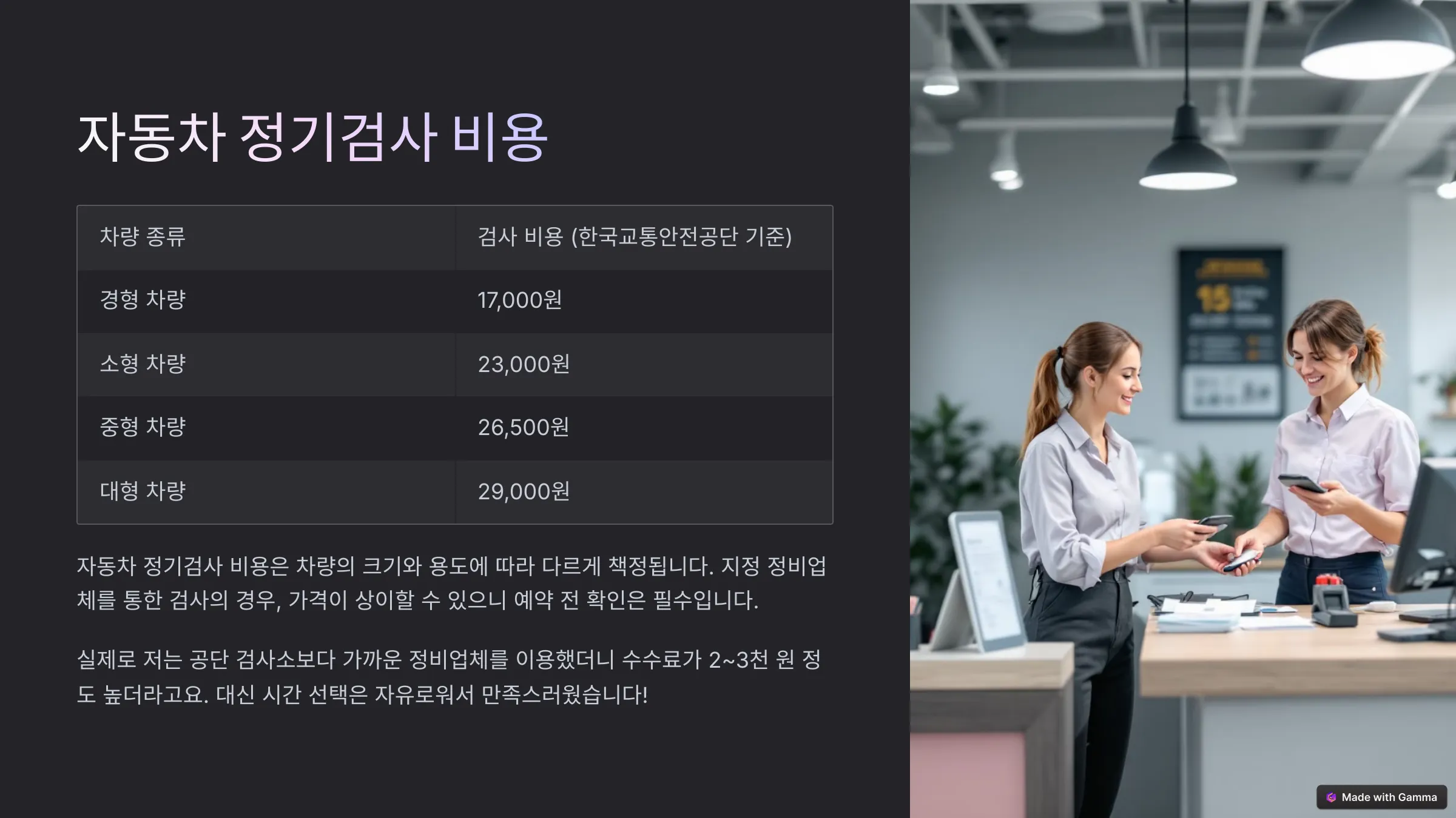 자동차 검사 비용