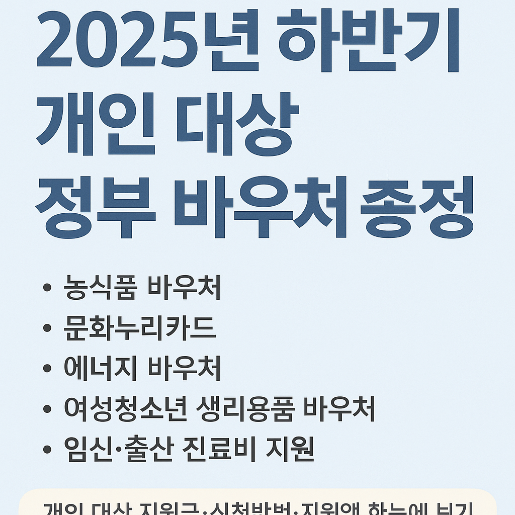 2025년 하반기 개인대상 정부 바우처 정리 문구