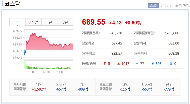 2024년 11월 18일 코스닥