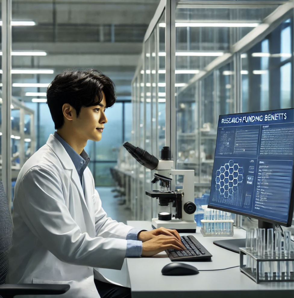 연구시설에서 연구 자금혜택에 대한 데이터를 확인하는 연구원