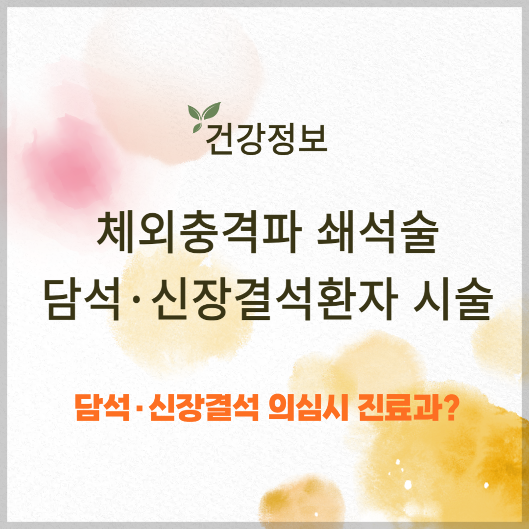 체외충격파 쇄석술, 담석&middot;신장결석 환자를 위한 시술 안내