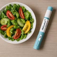 위고비 다이어트 식단 관리 샐러드와 주사