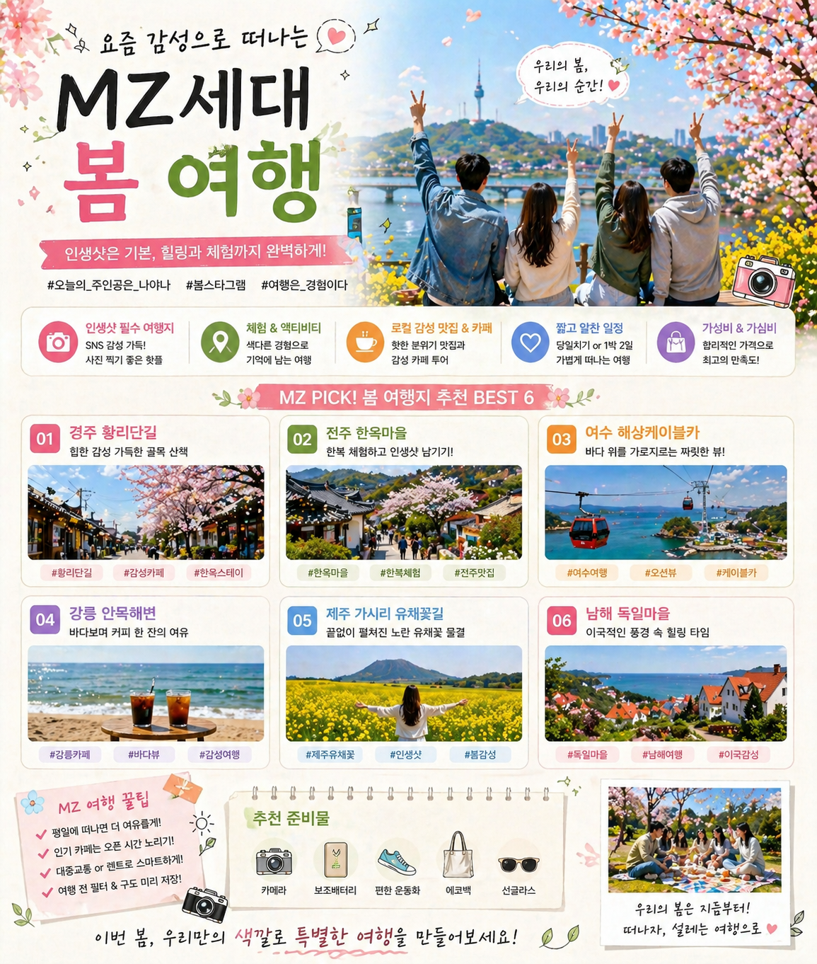 MZ세대 봄 여행 관련 사진
