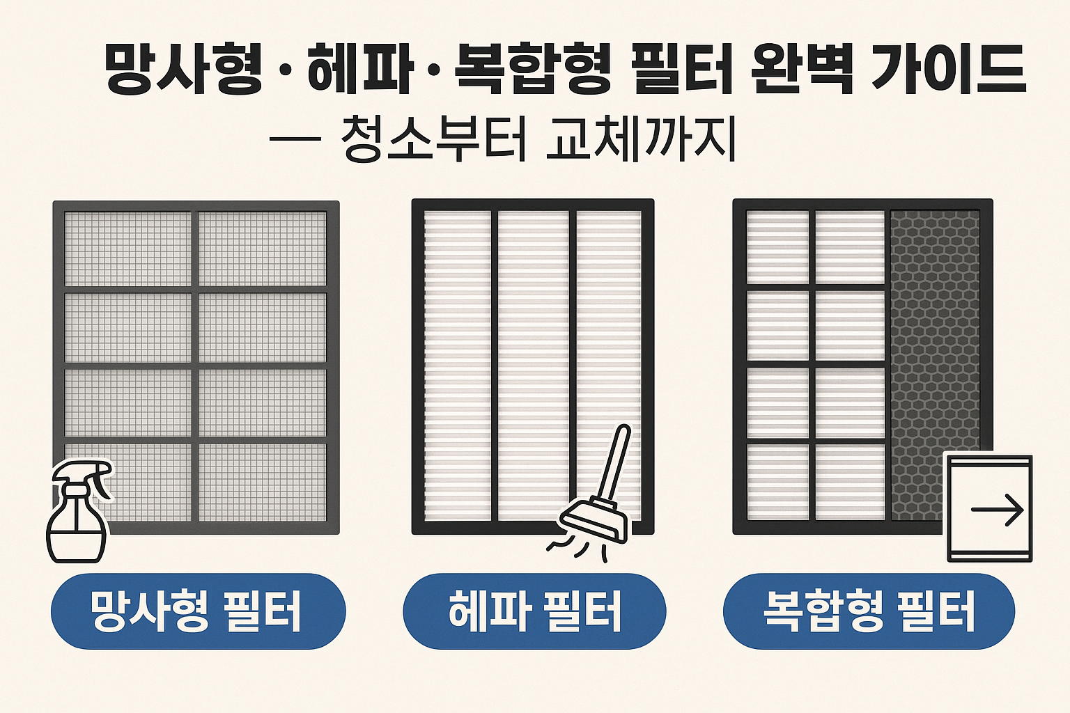 망사형 &middot; 헤파 &middot; 복합형 필터 완벽 가이드 사진