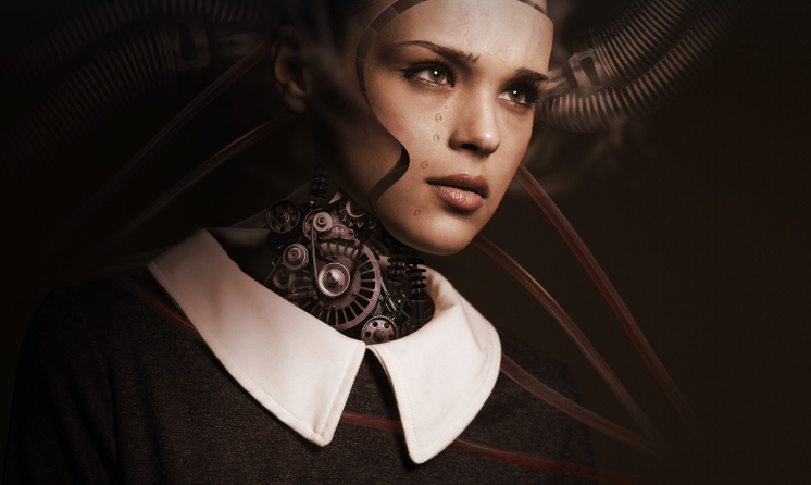 인간형 로봇이 눈물을 흘리는 사진