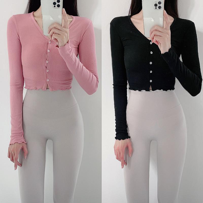 로라벨 로망 긴팔 필라테스복 여성 요가복 필라테스 요가 집업 가디건 상의 옷 커버업 크롭