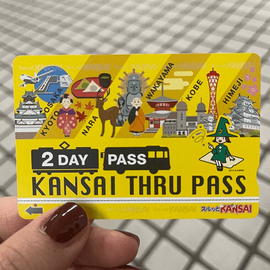 한신 패스를 손에 들고 있는 모습