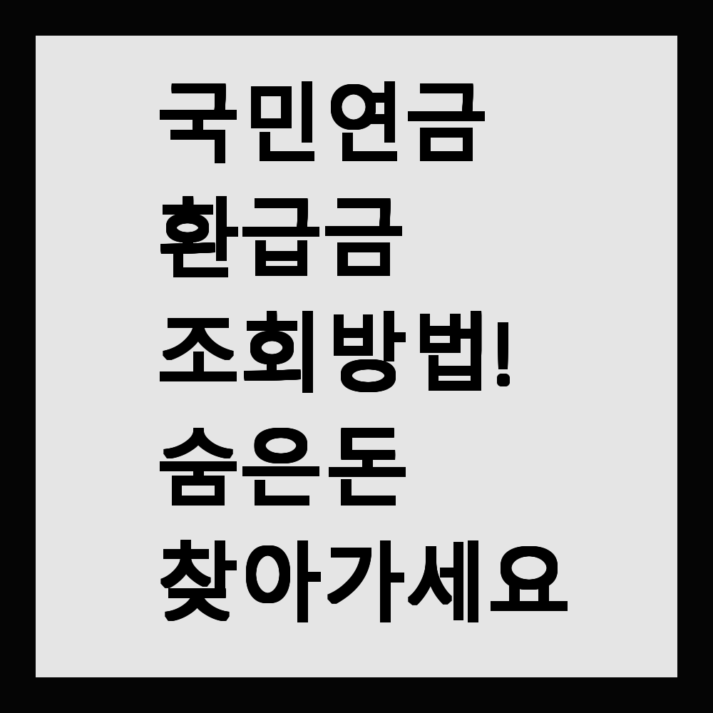 국민 연금 환급금 조회 방법! 숨은 돈 찾아가세요