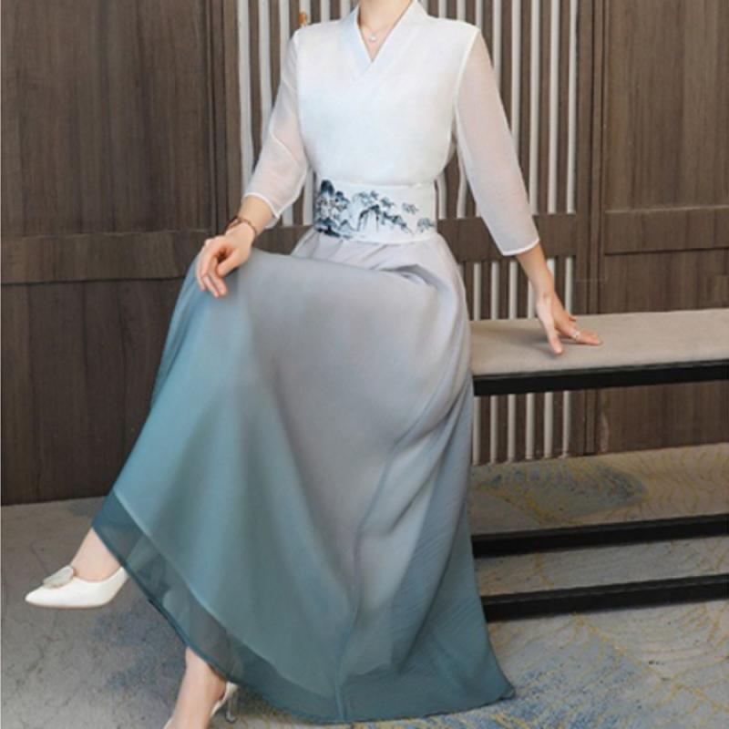 여름개량한복 원피스 여자 모시 한복드레스 퓨전