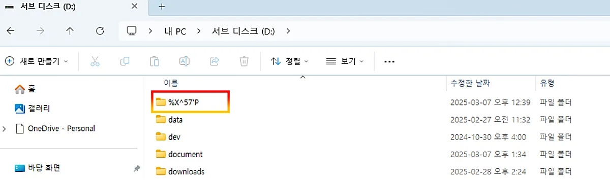이상한-이름의-폴더확인