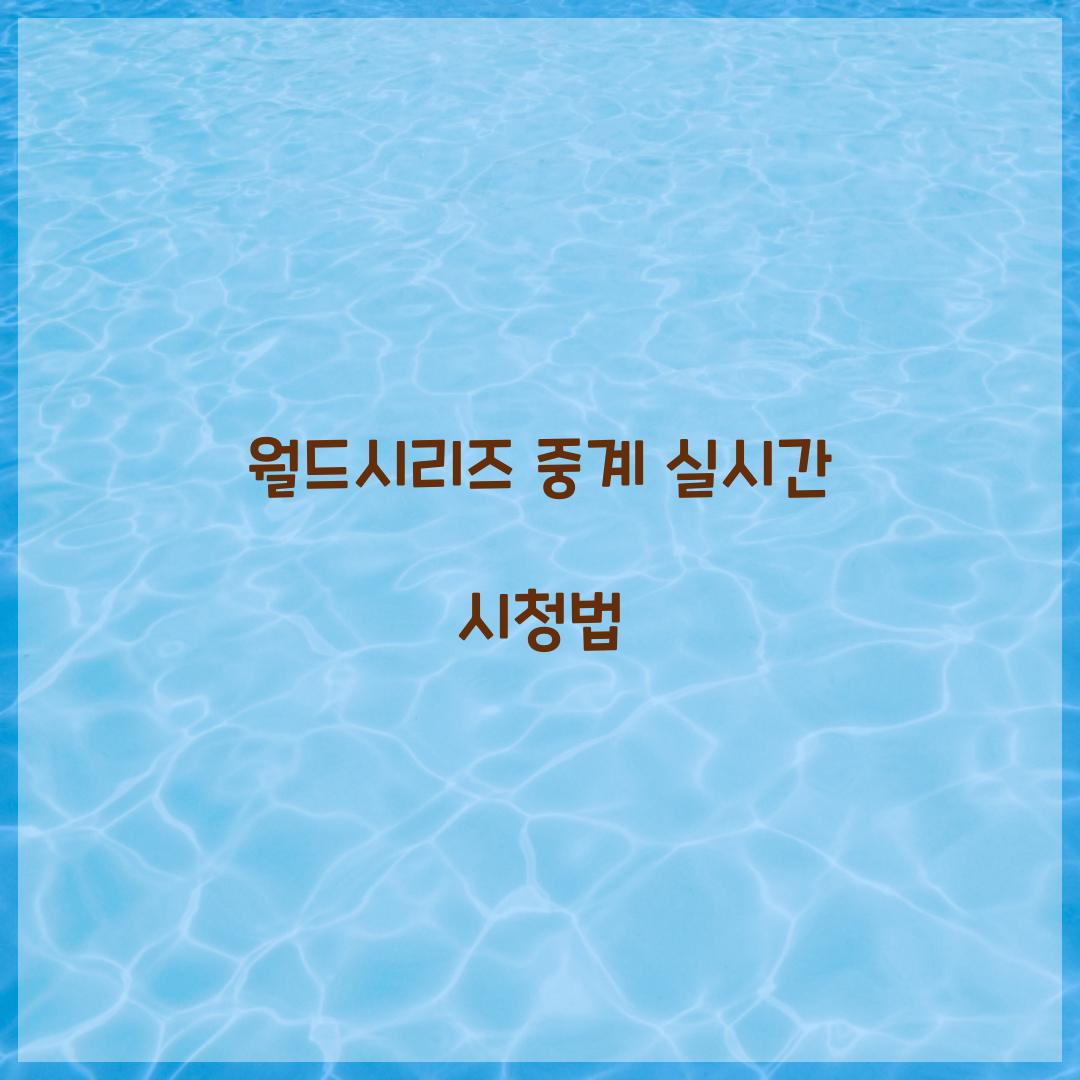 월드시리즈 중계