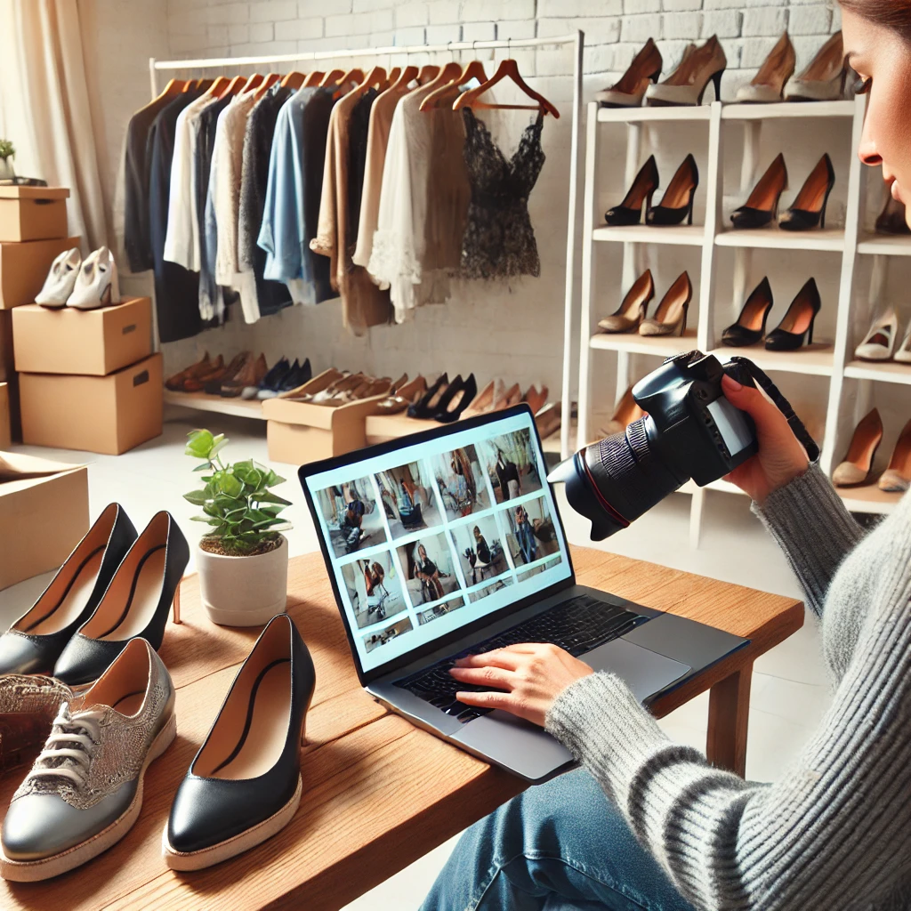 물건을 온라인으로 판매하는 사진