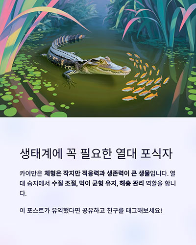 카이만은 &lsquo;작지만 생태계에 꼭 필요한 열대 포식자