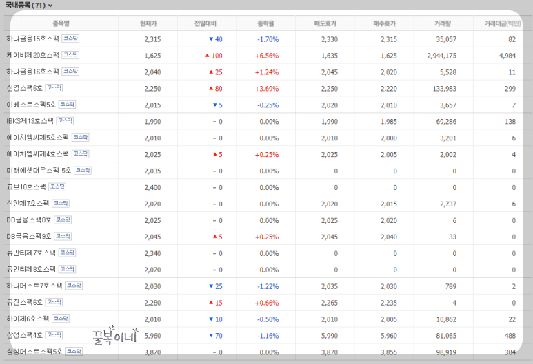 SPAC 국내종목