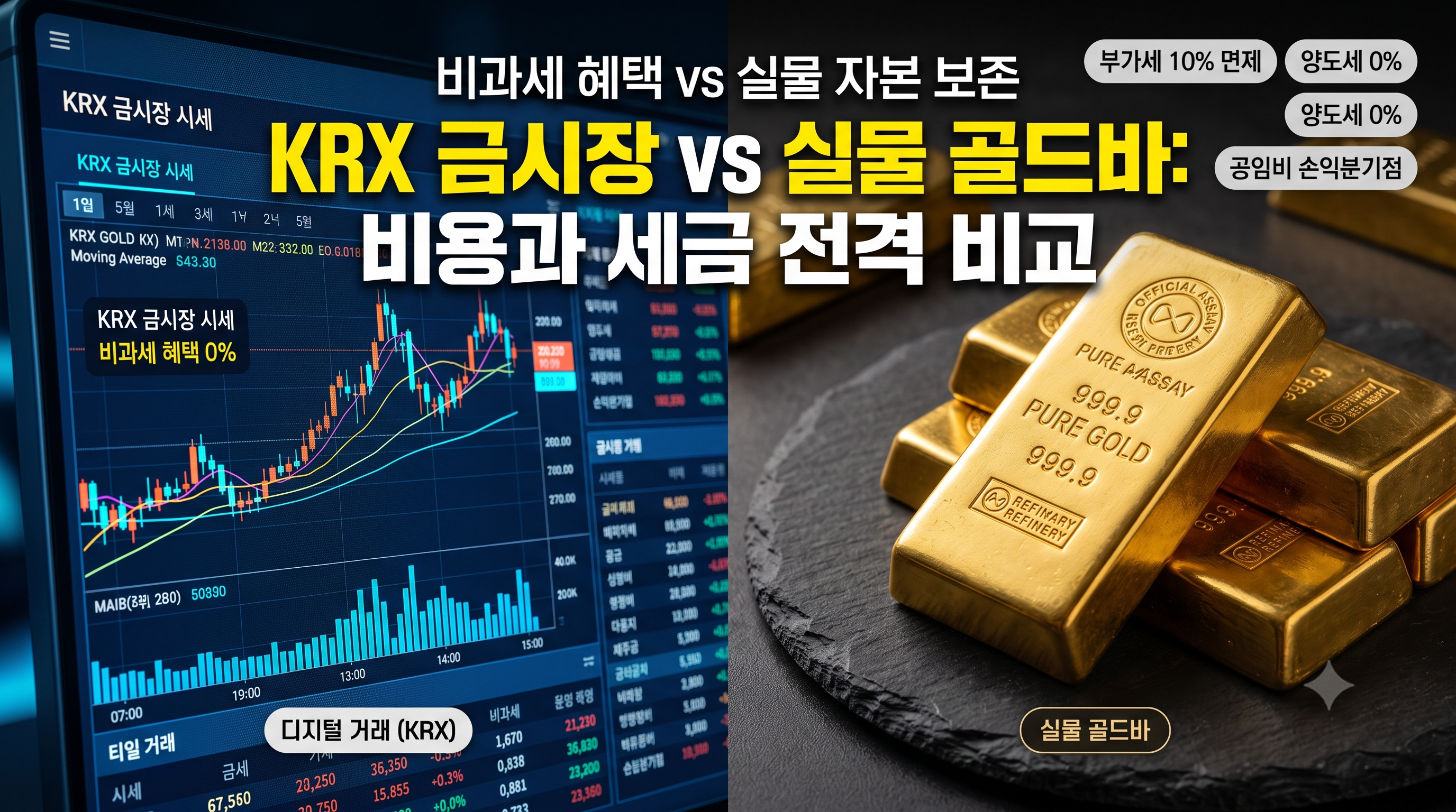 국내 금 투자 방식 비교 KRX 금시장과 오프라인 실물 골드바 세제 혜택 및 수수료 분석