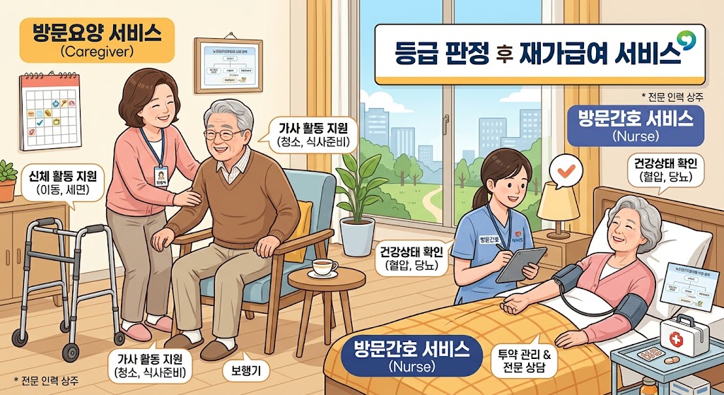 요양보호사의 가정 방문 돌봄 서비스 지원 모습