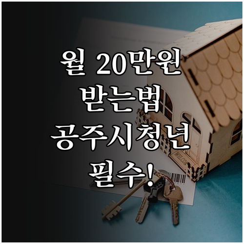 공주시 청년월세지원, 월 최대 20만..