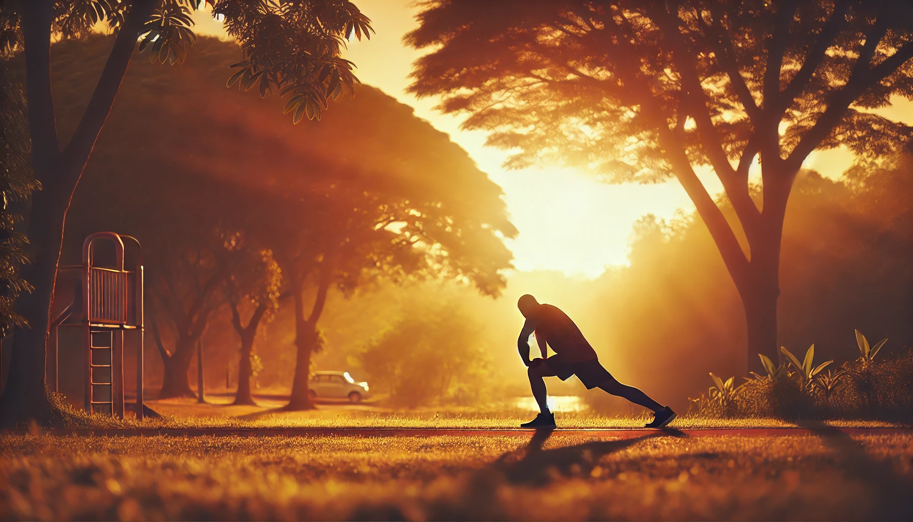 아침 운동 장면