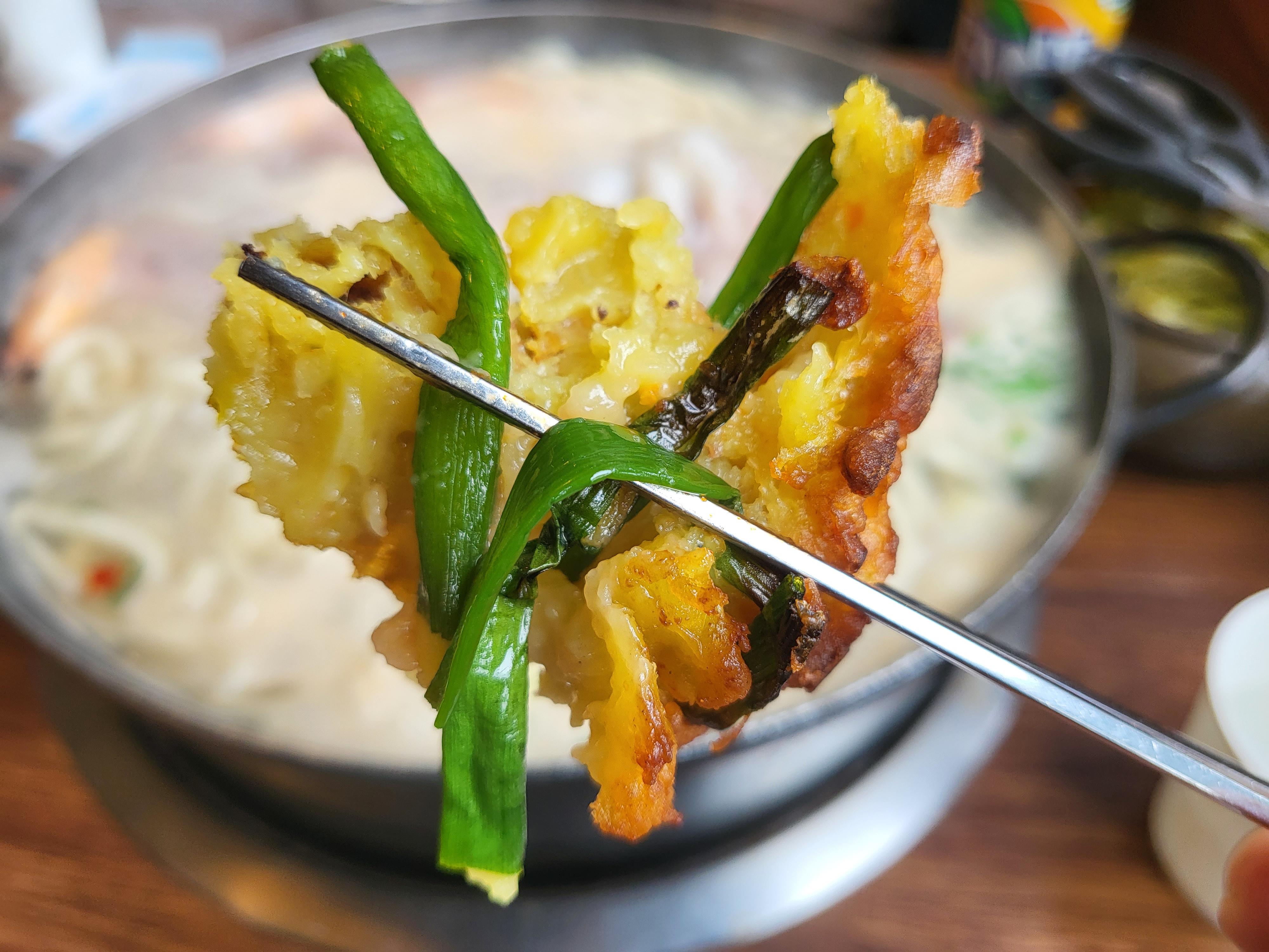 대부도 칼국수 - 파전 클로즈업