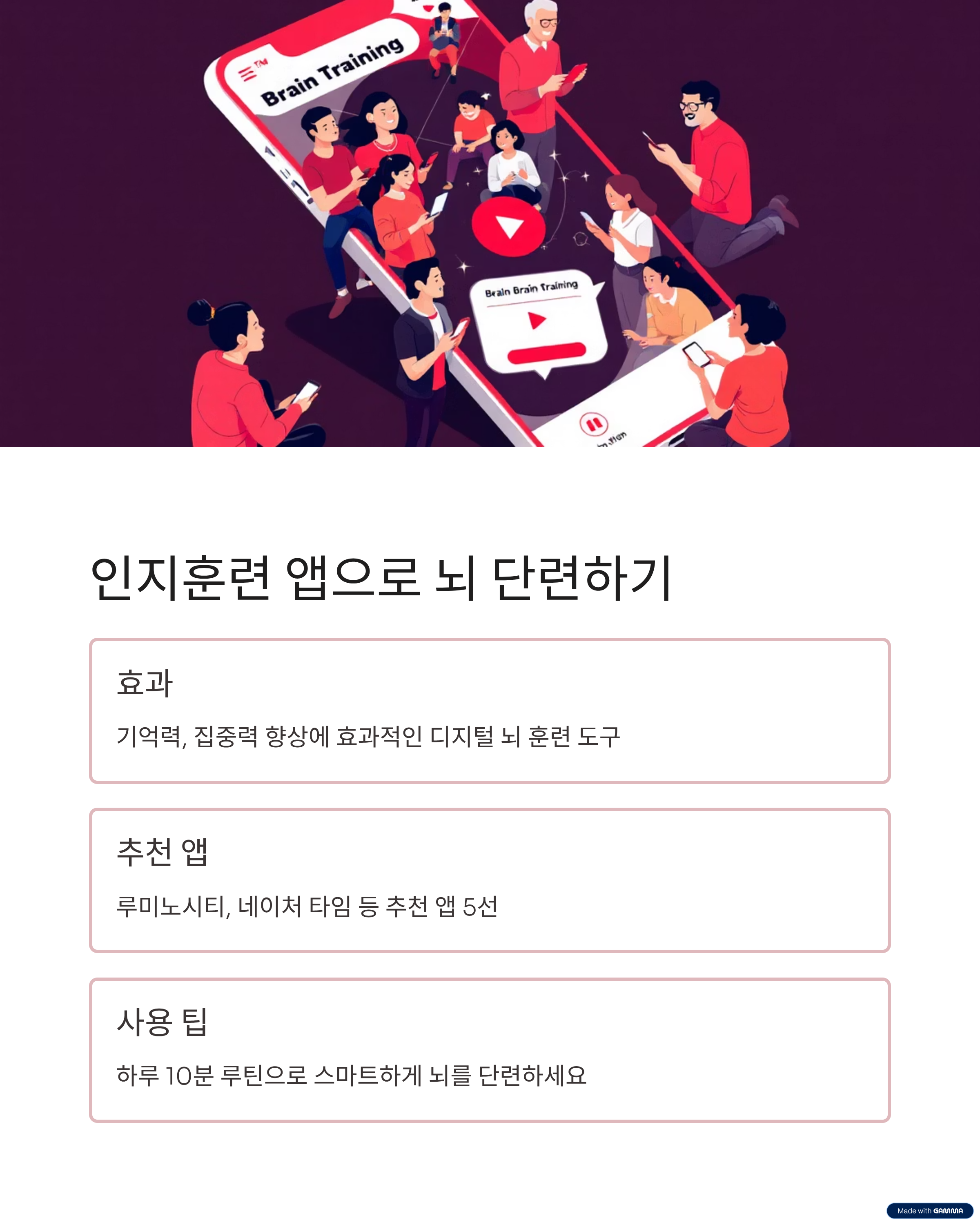 인지훈련 앱으로 뇌 단련하기