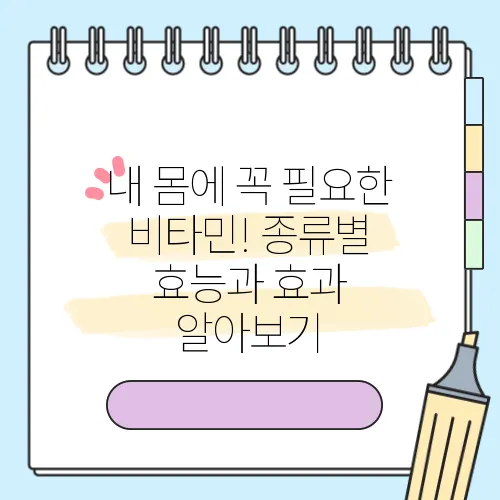 내 몸에 꼭 필요한 비타민! 종류별 효능과 효과 알아보기