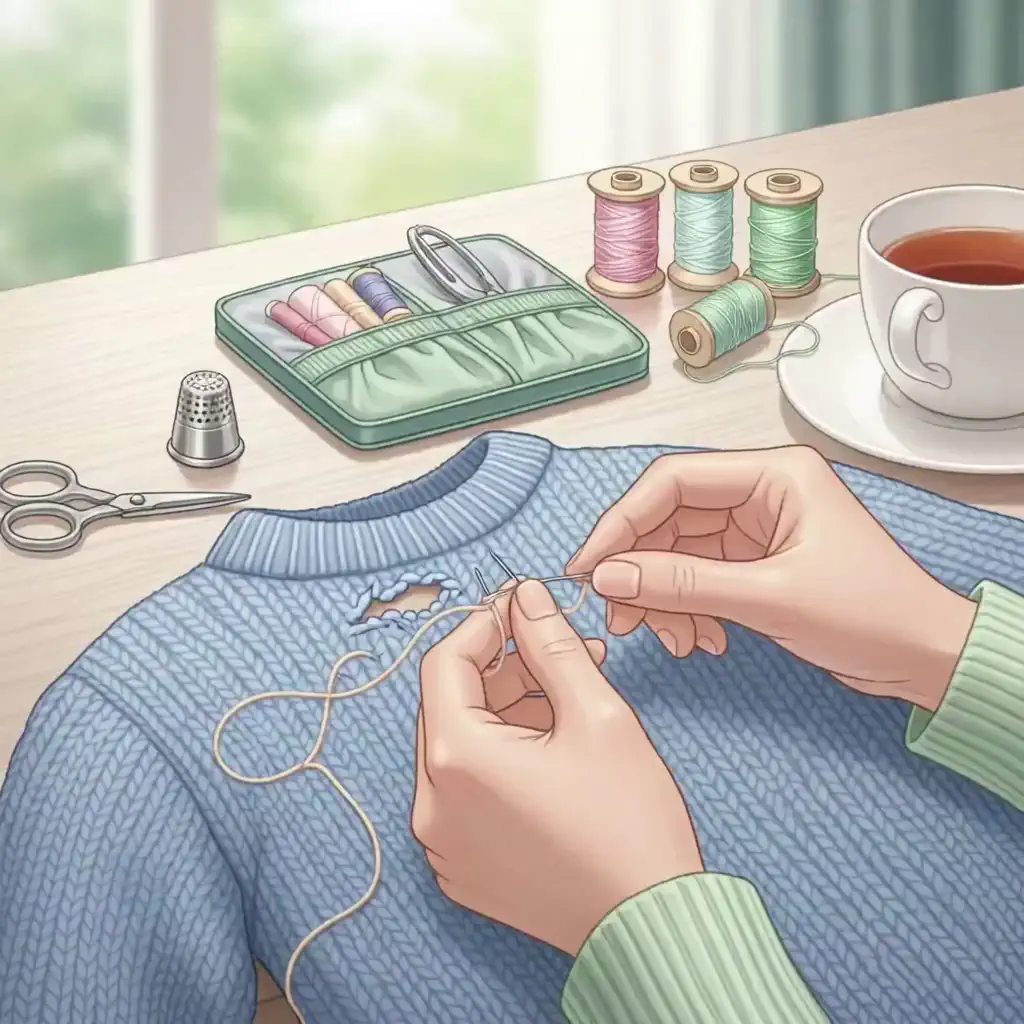 니트 구멍 바느질