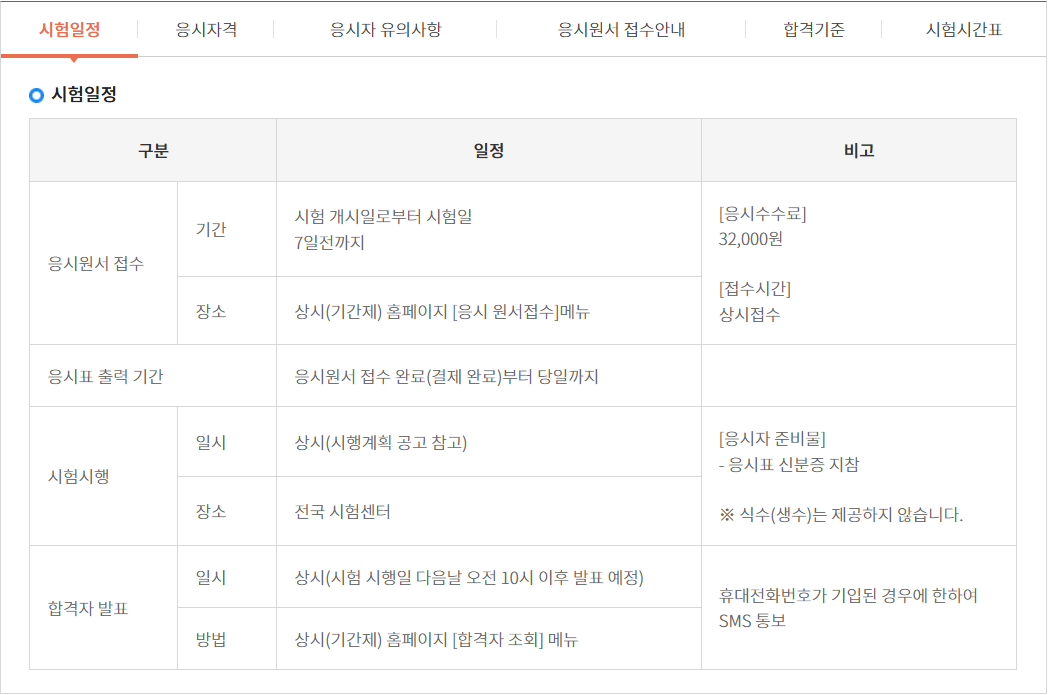 요양보호사 시험일정