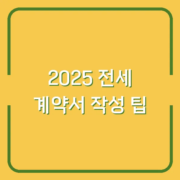 2025 전세 계약서 작성 팁