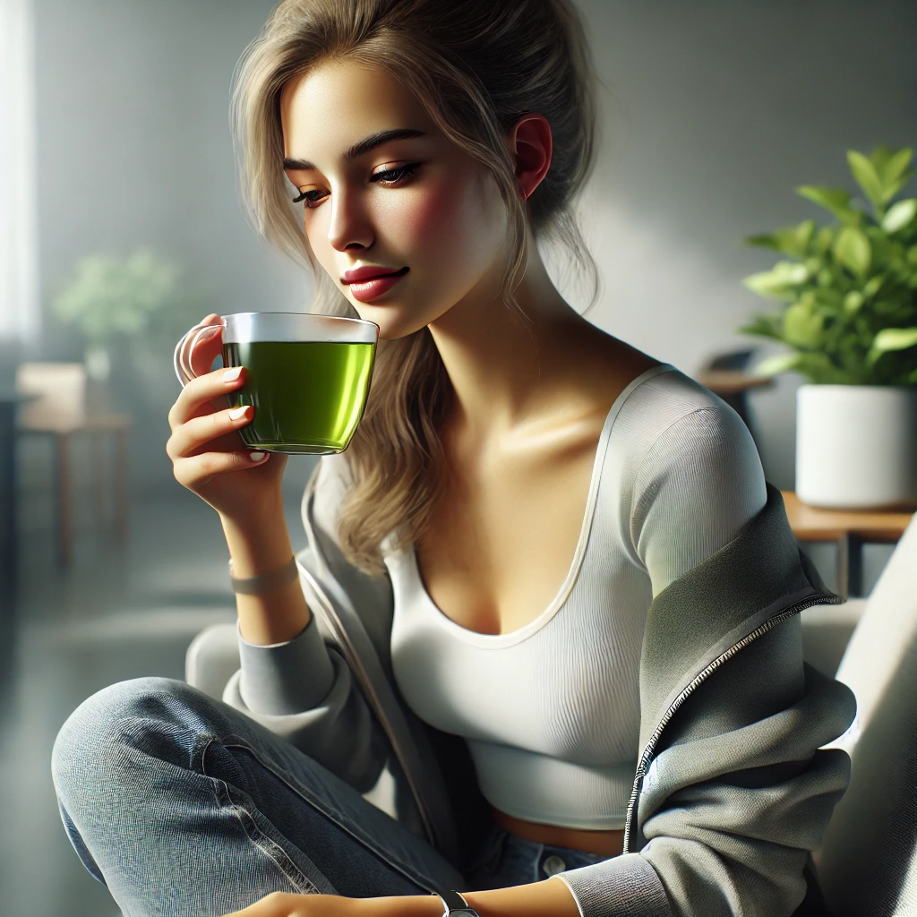 녹차-마시고있는-여자