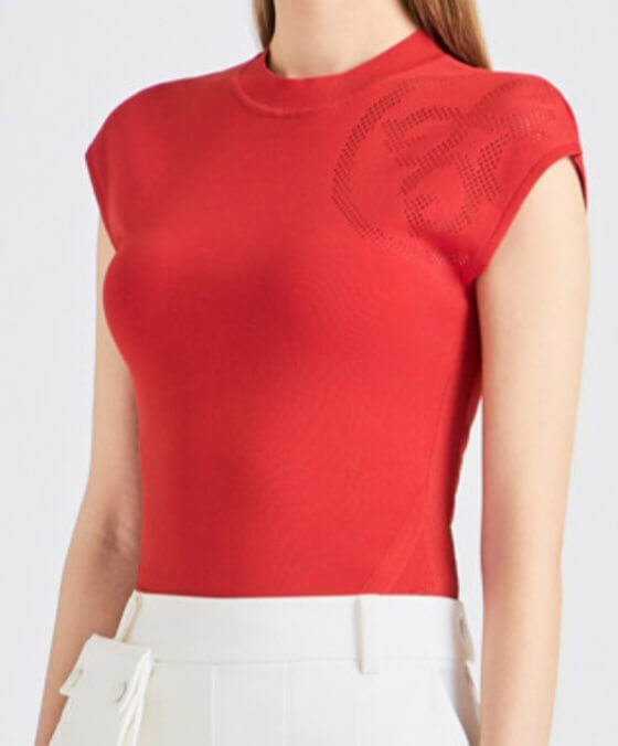 지포어골프웨어 레드니트 슬리브리스