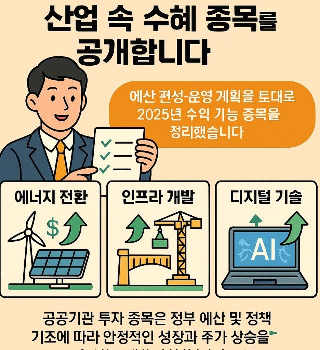 공공기관 투자 대상 산업에서 찾은 수혜 종목 리스트