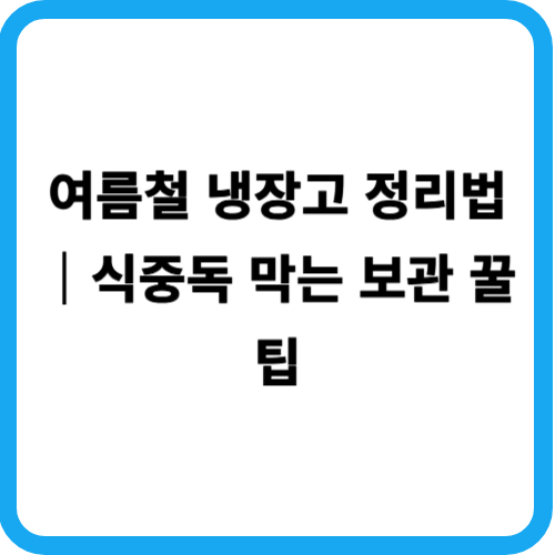여름철 냉장고 정리법｜식중독 막는 보관 꿀팁