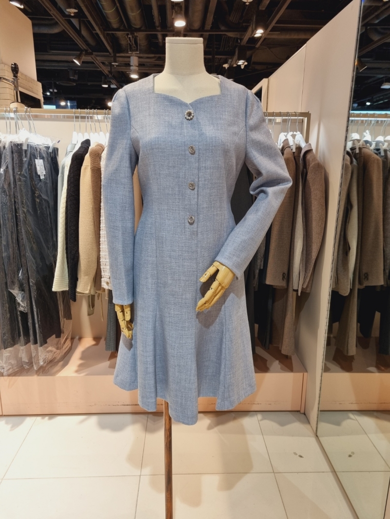 라인 버튼 포인트 플레어 원피스 NGOPLK9600