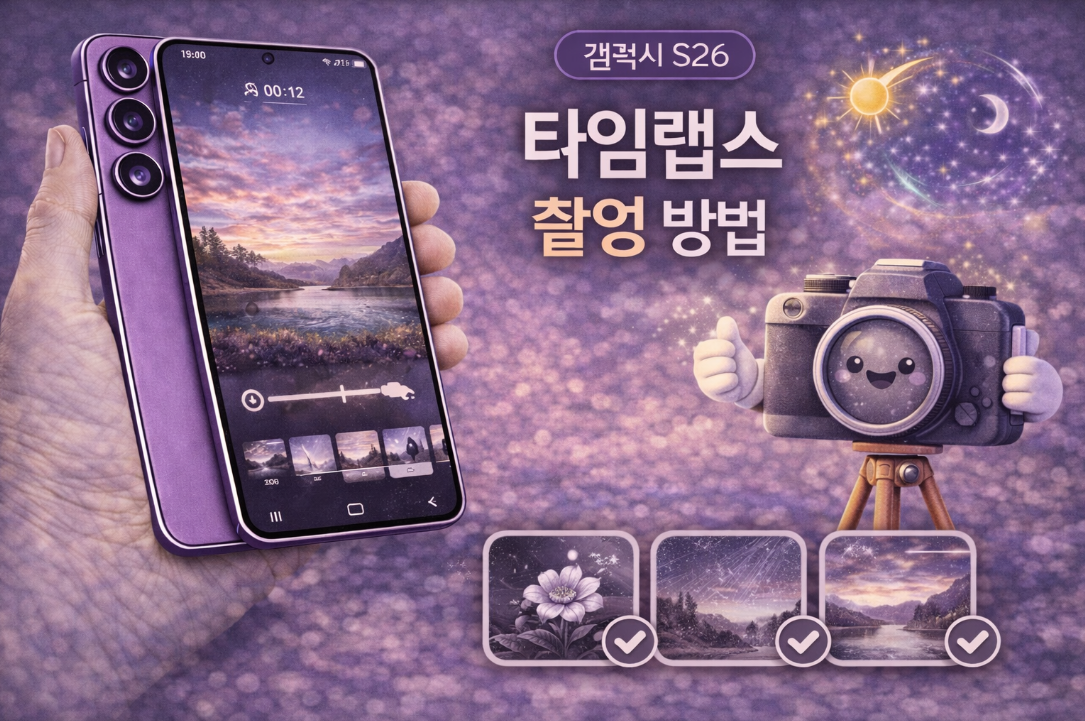 갤럭시 S26 타임랩스 촬영 방법 설명 이미지