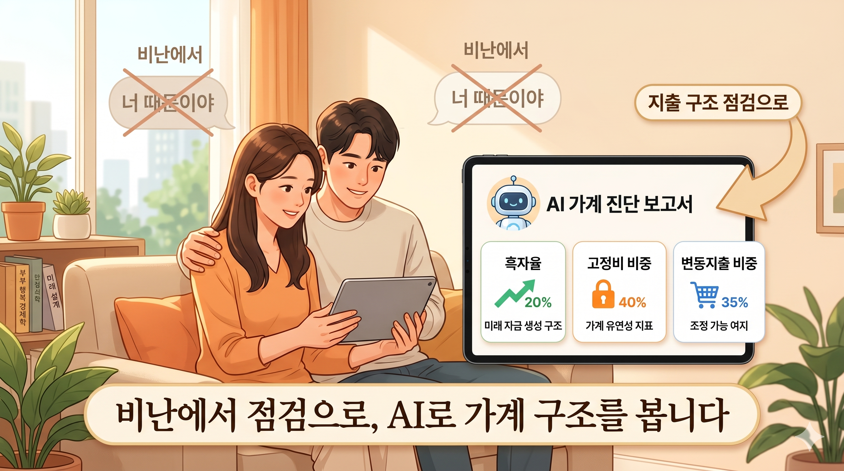 AI로 가계구조를 점검 하는 시각화 이미지