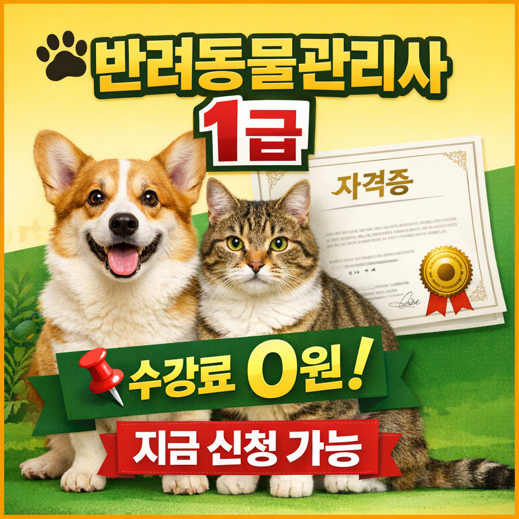 반려동물관리사 1급 자격증 무료 수강 가능한 곳은 시험 정보 합격 꿀팁 총정리