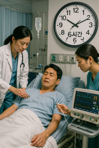응급실에서 치료받는 환자와 의료진 모습