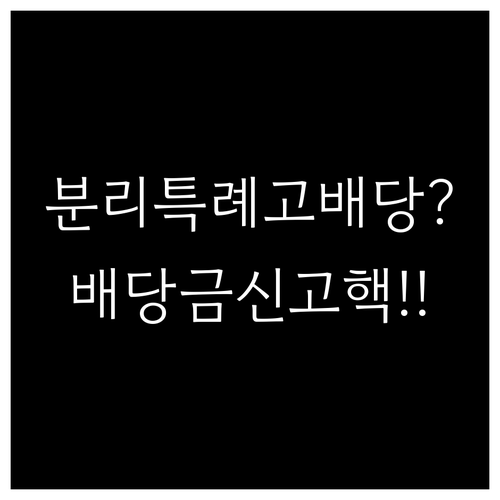 2026년 고배당주 분리과세 특례와 ..