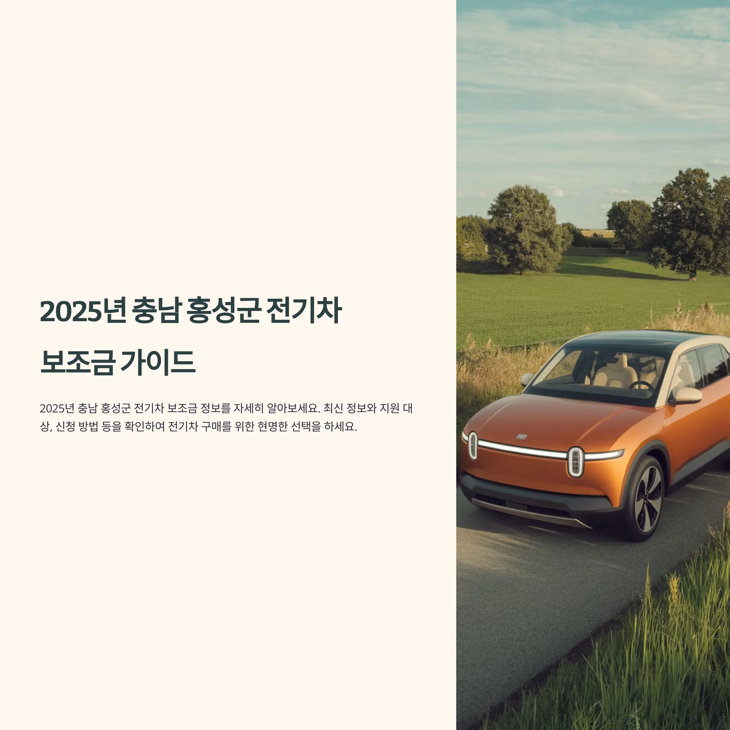 2025년 충남 홍성군 전기차 보조금