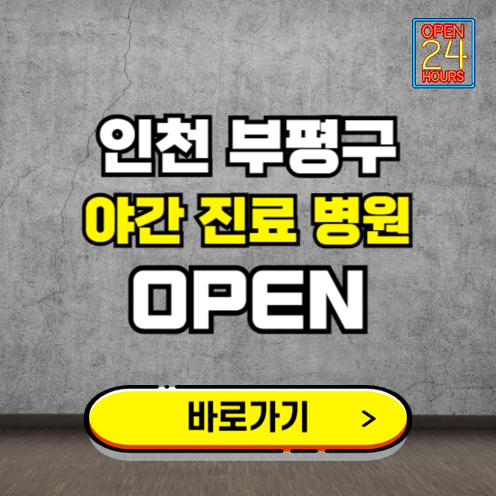인천 부평구 야간진료 병원 찾기 ❘ 24시 심야 밤 늦게 여는 병원