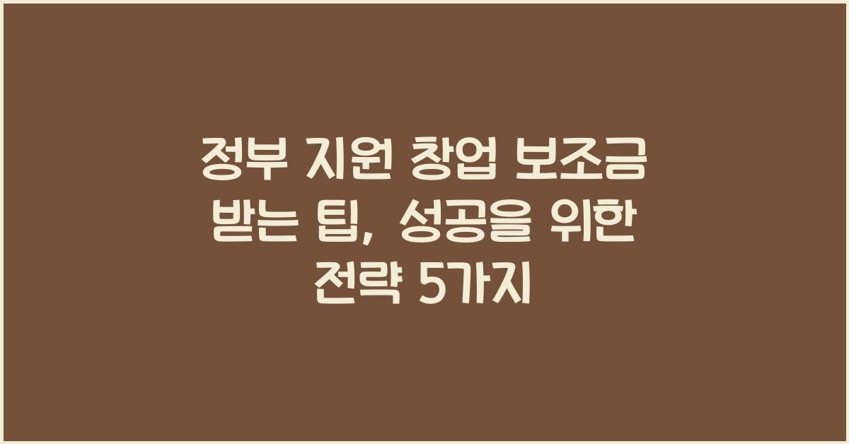 정부 지원 창업 보조금 받는 팁
