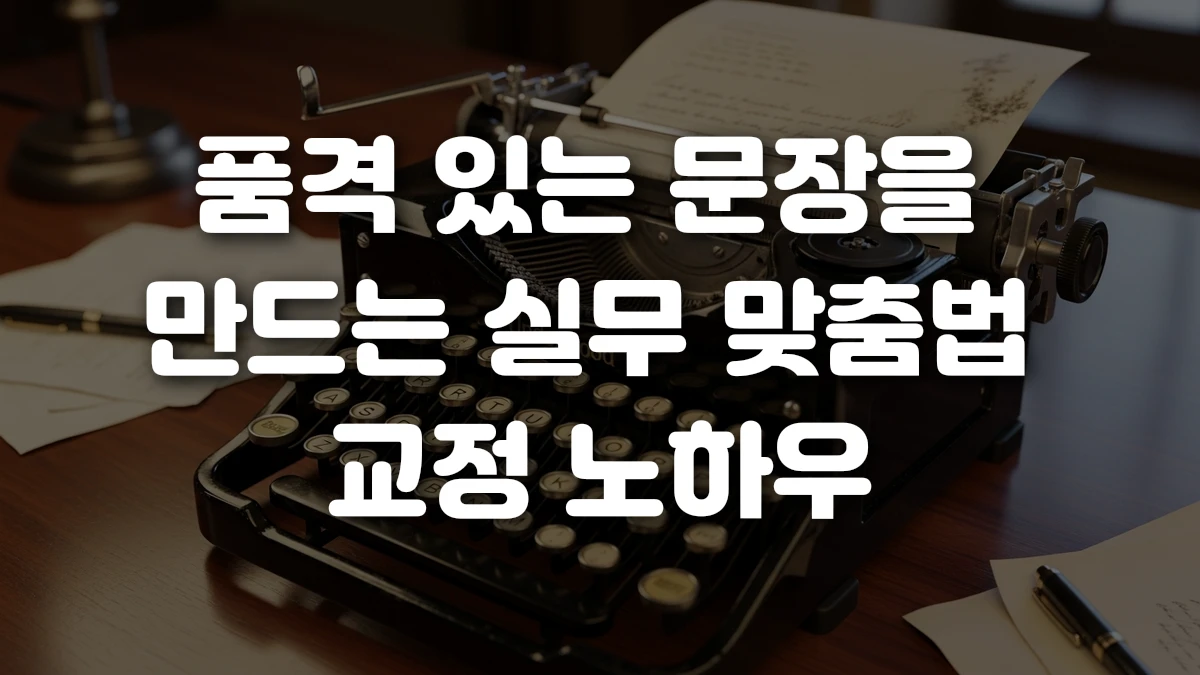 품격 있는 문장을 만드는 실무 맞춤법 교정 노하우