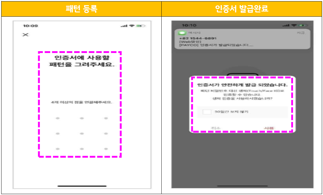 페이코 인증서 패턴
