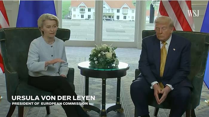 President Trump announced a trade agreement between the U.S. and the European Union after meeting European Commission President Ursula von der Leyen, marking his biggest deal so far. Photo: Brendan Smialowski/AFP/Getty Images