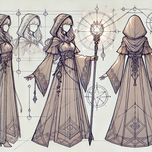 콘셉트 아트 여자 마법사 가이드라인 [출처:openAI]